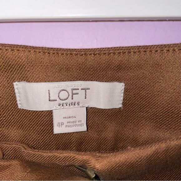 Loft 4P Linen Blend Trouser Brown Pants Lagenlook - Picture 3 of 9